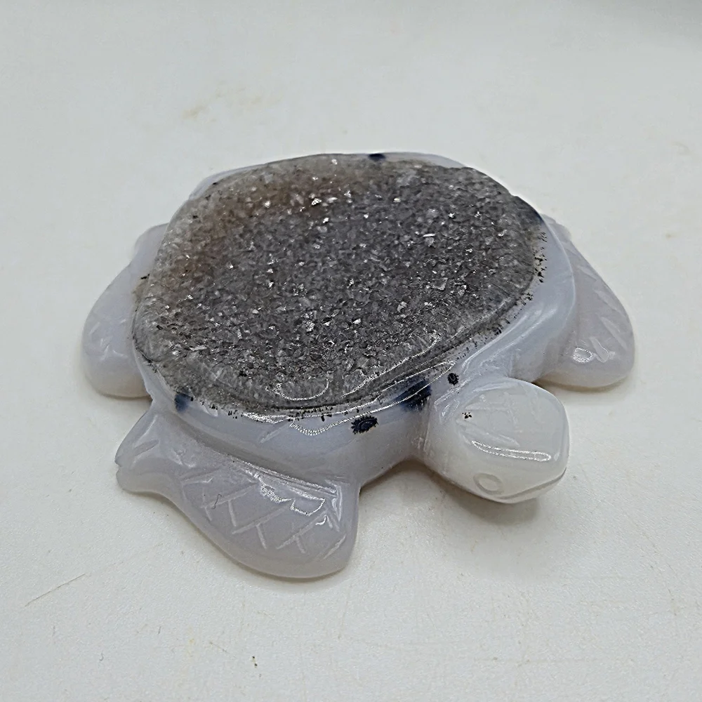 Druzy Agate Turtle Crystal Carving